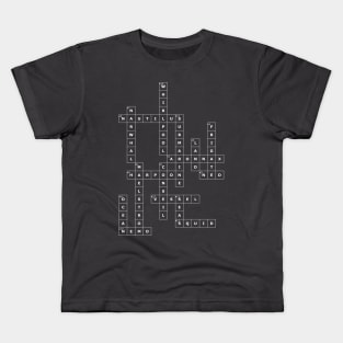 (1869TTLUTS-D) Crossword pattern with words from a famous 1869 science fiction book. [Dark Background] Kids T-Shirt